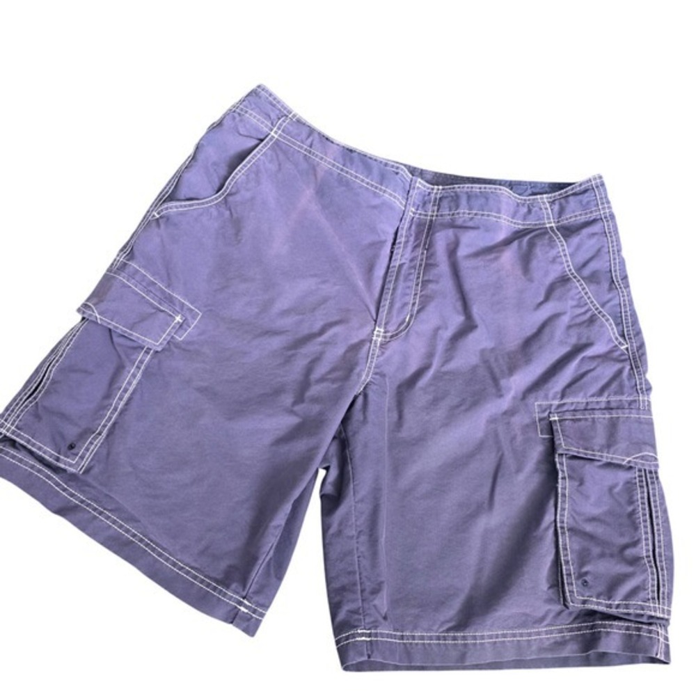LL Bean Mens Size 36 Cargo Shorts‎ Blue Cotton Nylon Stitch Detail